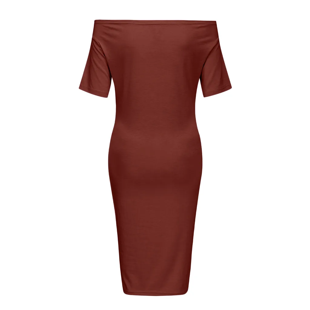 Женское платье с открытыми плечами LONSANT сексуальное облегающее летнее рукавом до