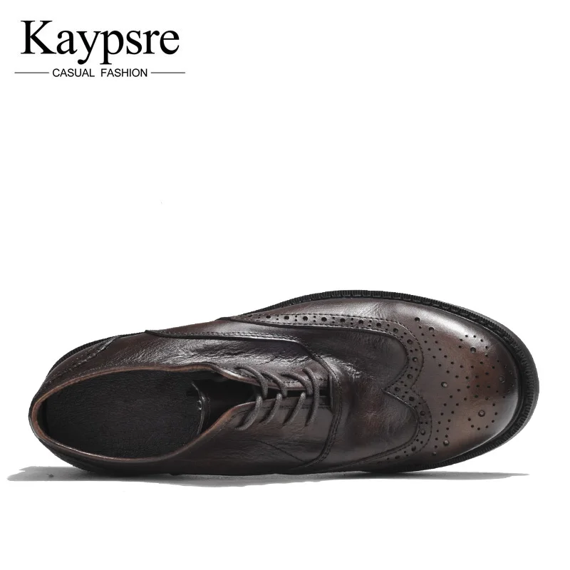 kaypsre Men's fashion business shoes spring genuine leather lace-up brogue | Обувь