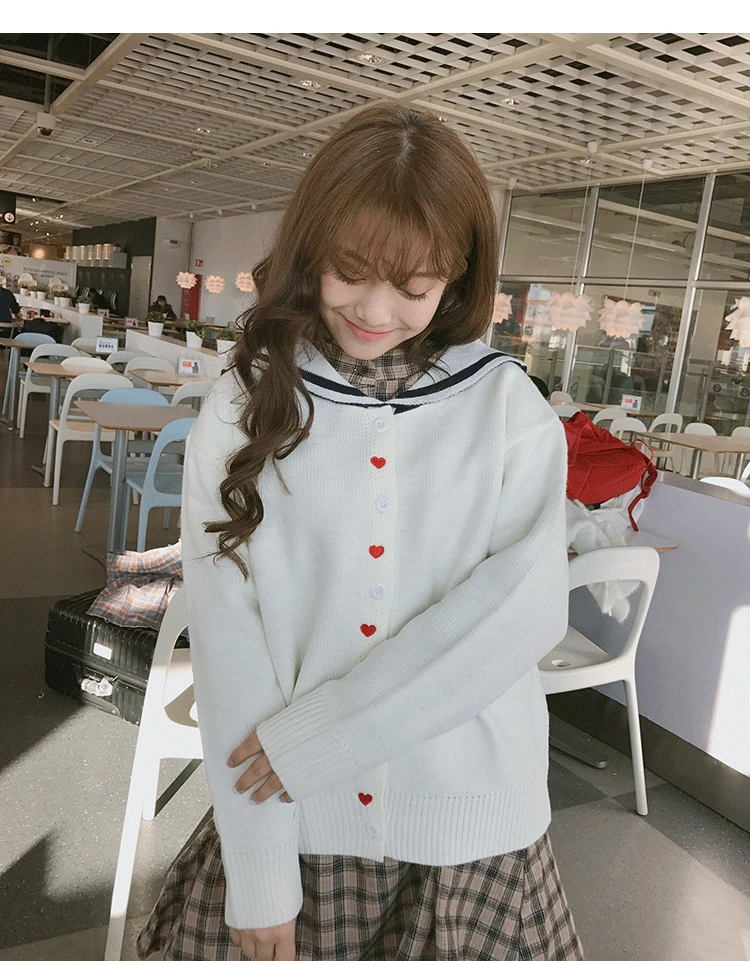 Sweet Love свитеры с вышивкой женский Осень корейский элегантный дизайн свободные вязаный кардиган для женщин Повседневное Kawaii Верхняя одежда свитер