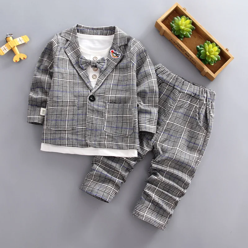 IENENS 3PC Boys Formal Suits Kids Children Outfits Clothing Long Sleeves Clothes Outfit Fashion Wedding Party Events Wear | Детская