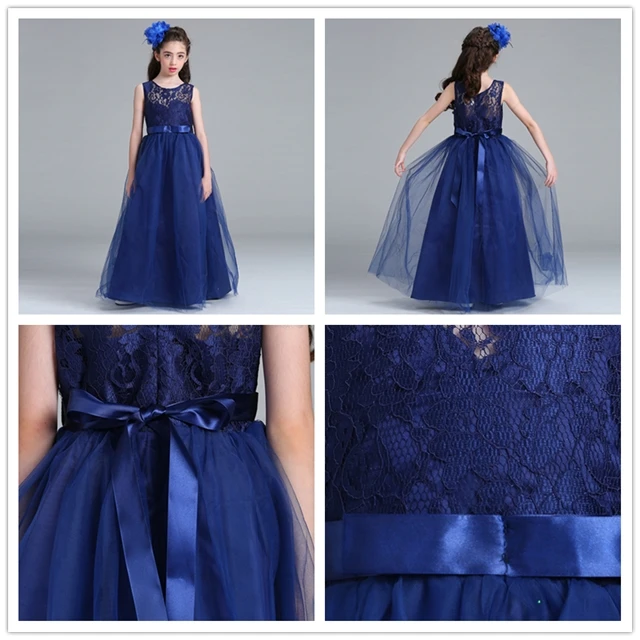 Girls dress Flower Lace long Ribbon graduation gowns dresses purple girl wedding vestidos de festa infantil big | Детская одежда и