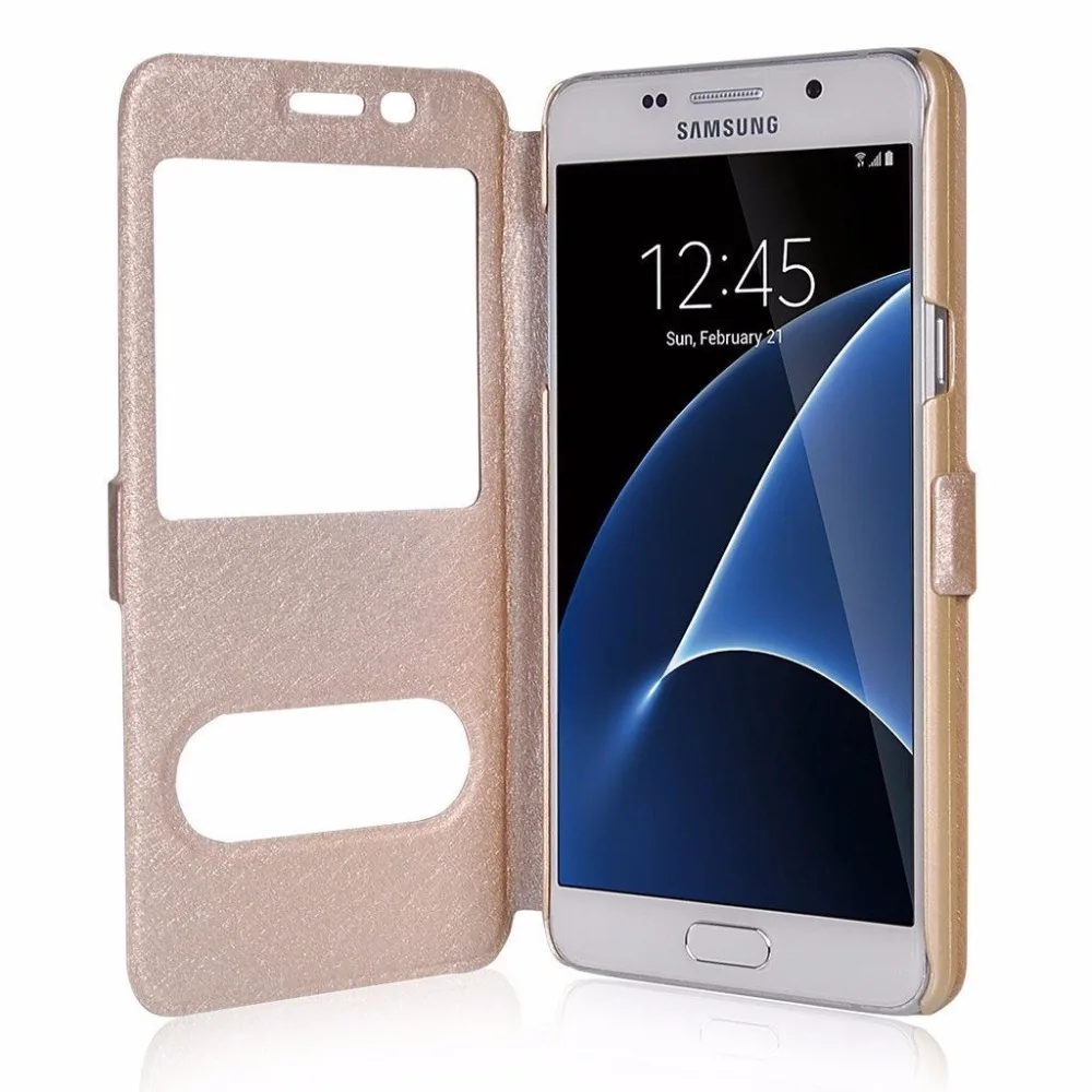 Для Galaxy J5 Prime чехол с окошком для быстрого просмотра кожаный флип samsung G570F|case for