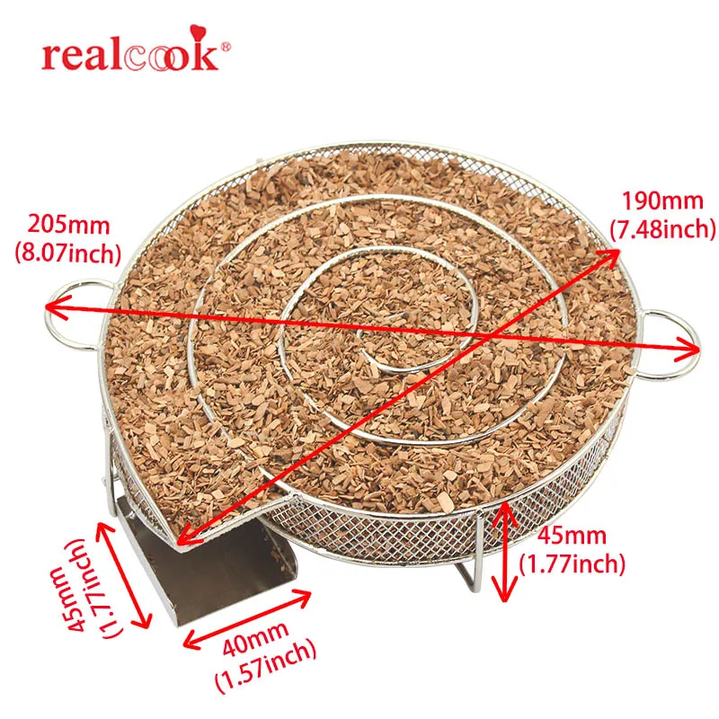 Круглый генератор дыма Realcook 8 07 дюйма деревянные чипсы для барбекю корзина