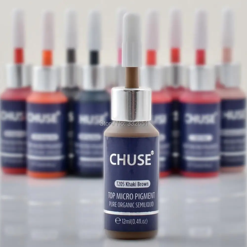 CHUSE T205 хаки коричневый микроблейдинг Микро Пигмент Перманентный макияж чернила татуировки косметический цвет прошел SGS, DermaTest 12 мл(0.4fl.oz