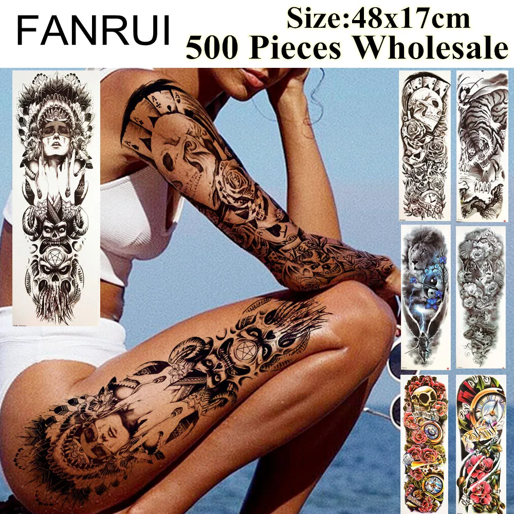 Поддельные татуировки FANRUI 500 шт. длинные 48x17 см с лисьим татуажем для боди арта