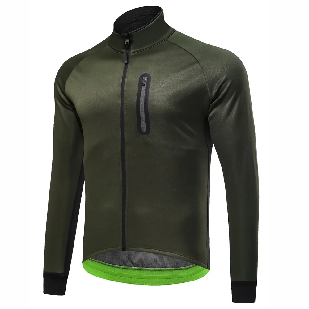 Military color TENNEIGHT Для Мужчин's Велосипеды зимняя куртка теплые флисовые спортивное пальто MTB велосипеда Костюмы Для Мужчин Светоотражающие Куртка Восхождение ветровка - Цвет: Military color