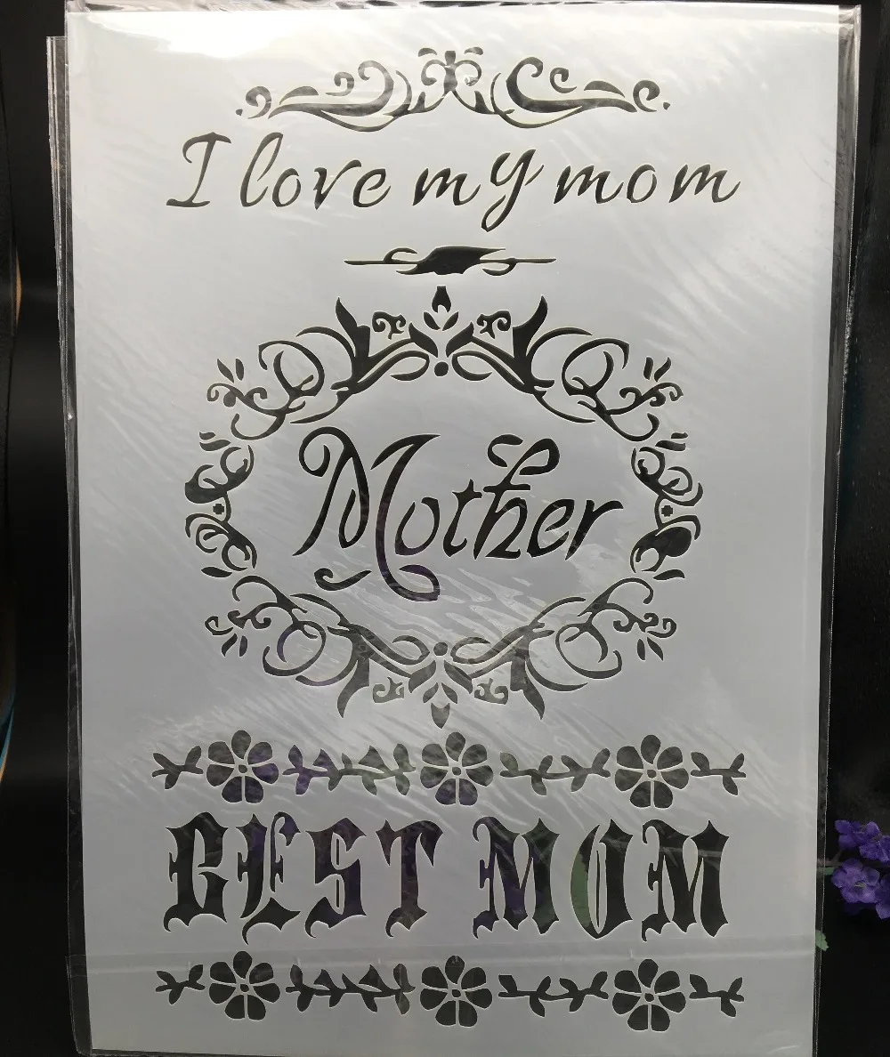 29*21 см A4 I Love My MOM DIY трафареты для наслоения настенная живопись раскраска
