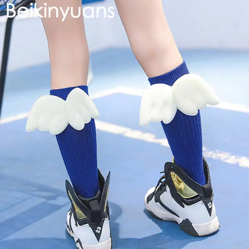 Детские высокие носки до колен креативные детские на весну с крыльями рук теплые