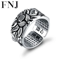 999 silver lotus rings good luck buddha adjustable size trendy popular s999 solid thai silver ring for women men jewelry