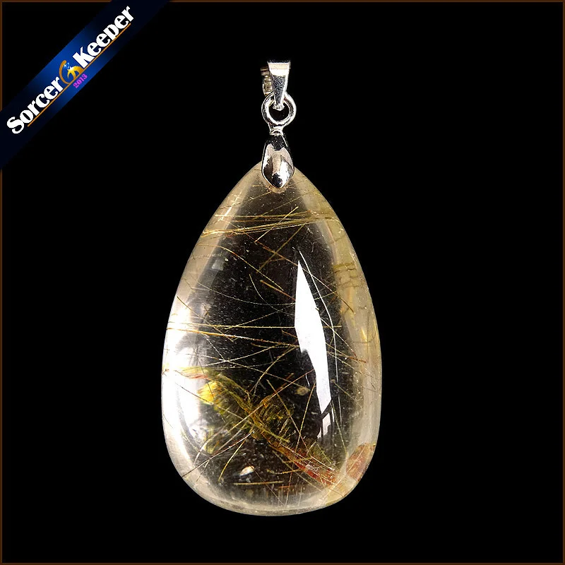 Натуральные камни rutilaed Quartz кулон волосы Кристалл Бесплатная ожерелье минерал