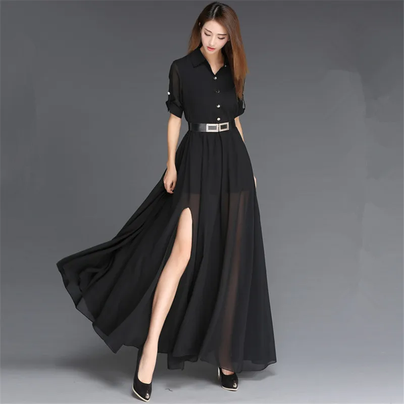 Черно белое платье макси KMETRAM женские летние платья рубашка с блузкой Remme Ete 2020