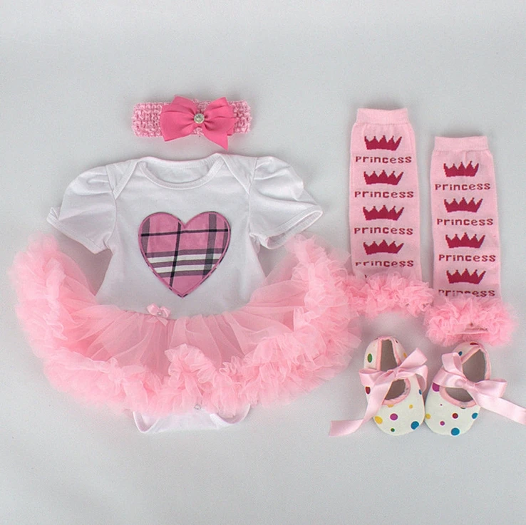 

Baby Girls Clothing Sets Romper Dress + Headband + Shoes + Leg Warmer Birthday Party Clothes Bebe Princess Dresses Free Shipping