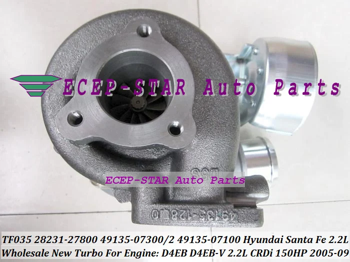Турбокомпрессор TF035 28231 27800 49135 07302 07300 07100 для HYUNDAI Santa Fe 05 09 D4EB V 2823127800 л|turbocharger