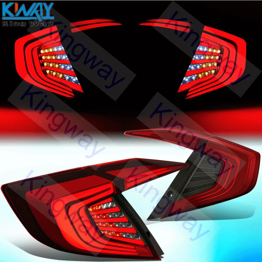 King Way-Pair для-18 HONDA CIVIC 4DR SEDAN 3D светодиодный бар Стайлинг задний фонарь Тормозные лампы
