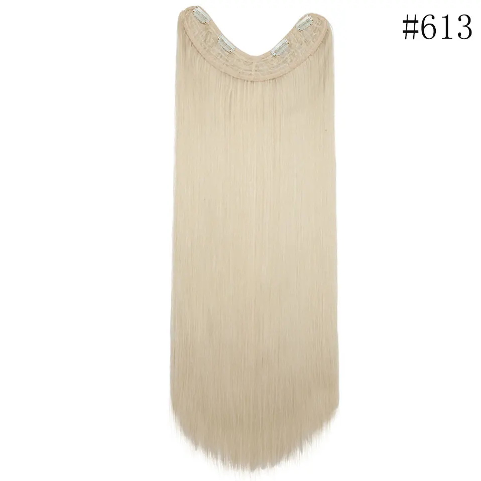 bleach blonde SNOILITE 26 дюймов длинные прямые волосы для наращивания синтетические 4 зажима ins цельные накладные волосы для женщин поддельные волосы половина парик черный коричневый - Цвет: bleach blonde