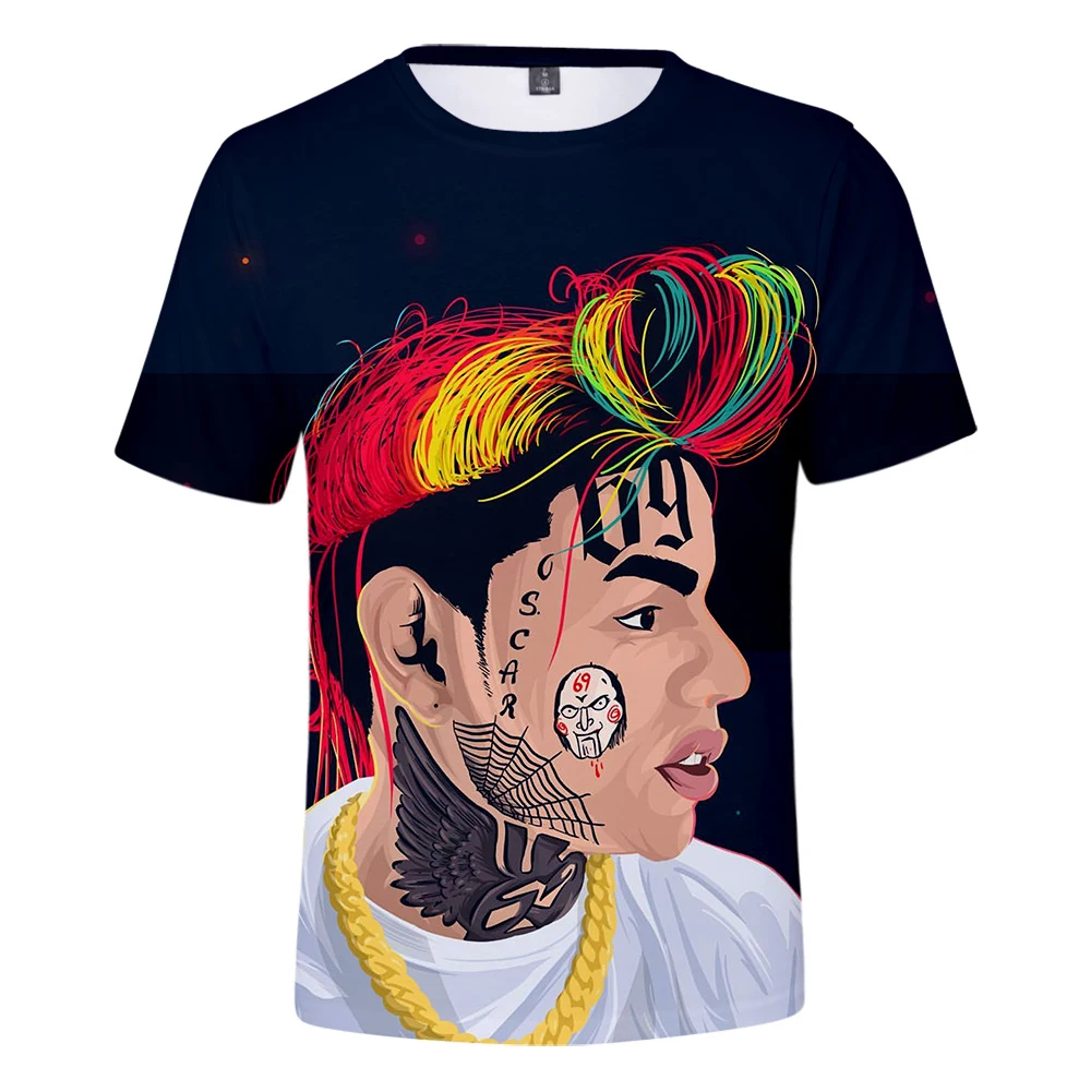 Горячая Певица 6IX9INE 3D печать короткая футболка мальчик/девочка Лето личности
