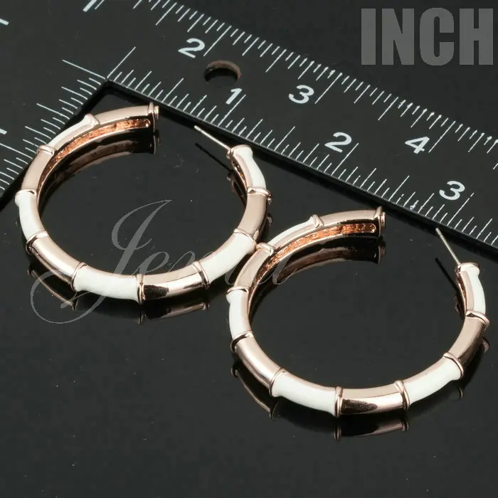 Женя Новый Модные украшения Для женщин золото Цвет сплав эмаль Bamboo Серьги-кольца