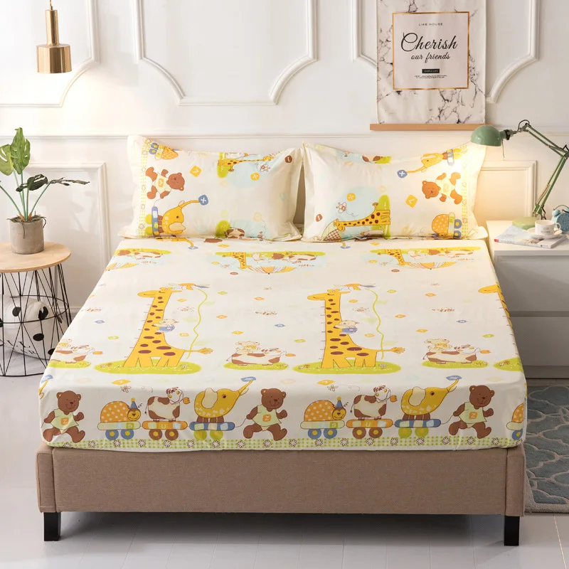 120x200cm Waterproof Mattress Cover for Kids Fish Print Set Giraffe Vintage Pattern High Elastic Cute | Дом и сад