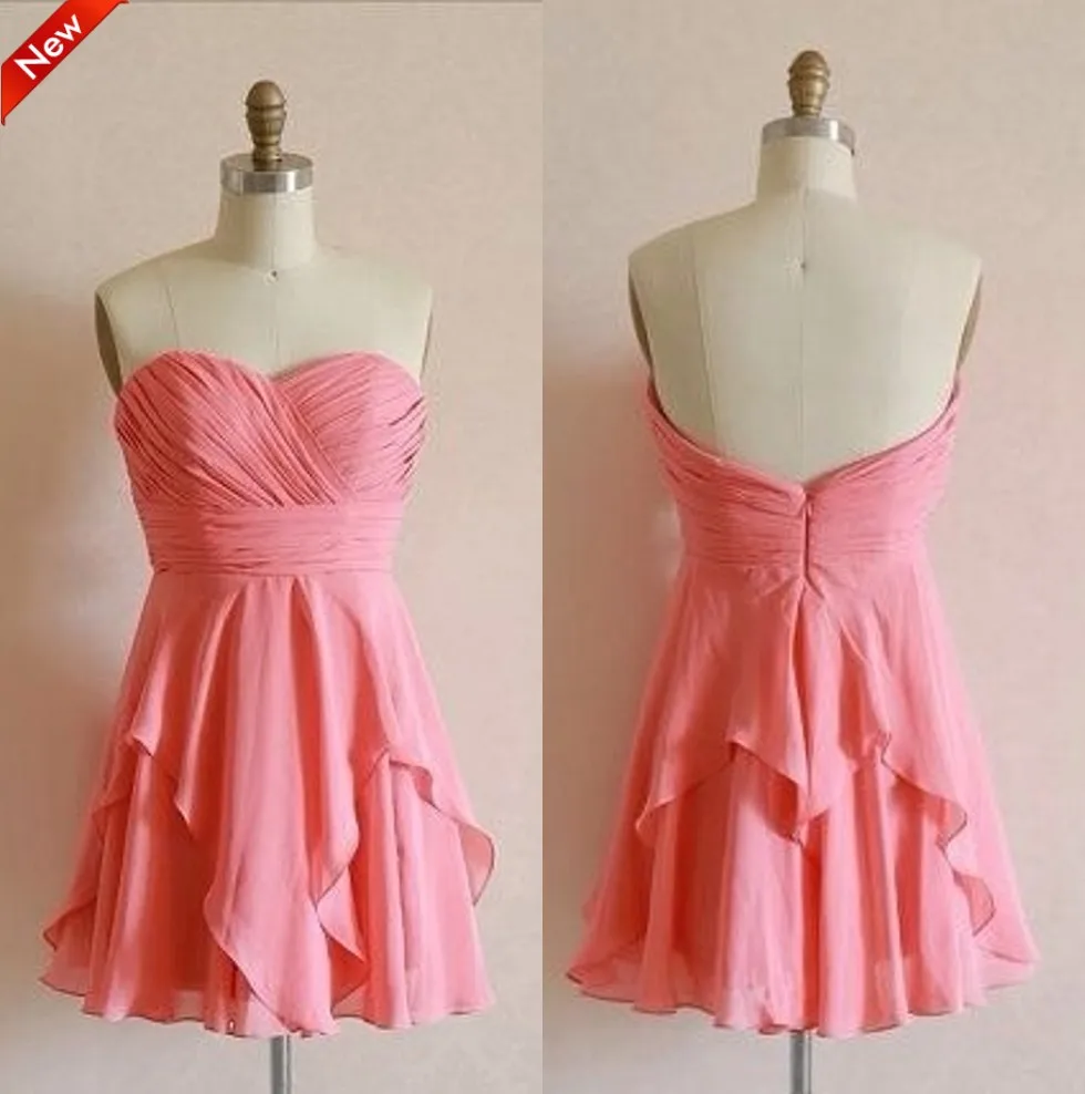 Светильник-розовое короткое шифоновое платье для подружки невесты