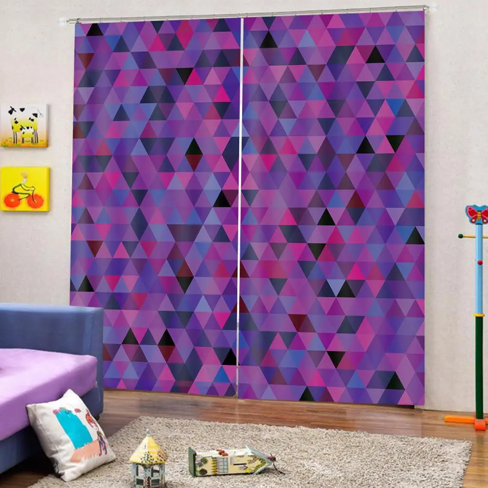 purple pattern curtains Nature Art Print Drapes Living room Bedroom Decor 2 Panels Hooks Window Curtains | Дом и сад
