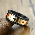 8 мм Спиннер из нержавеющей стали кольцо черный цвет удача игральные карты покер Мужские аксессуары