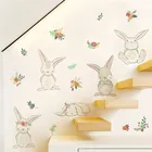 Милые наклейки на стену с белым кроликом для украшения детской спальни Мультяшные животные кролик роспись искусство сделай сам домашние наклейки подарок для детей
