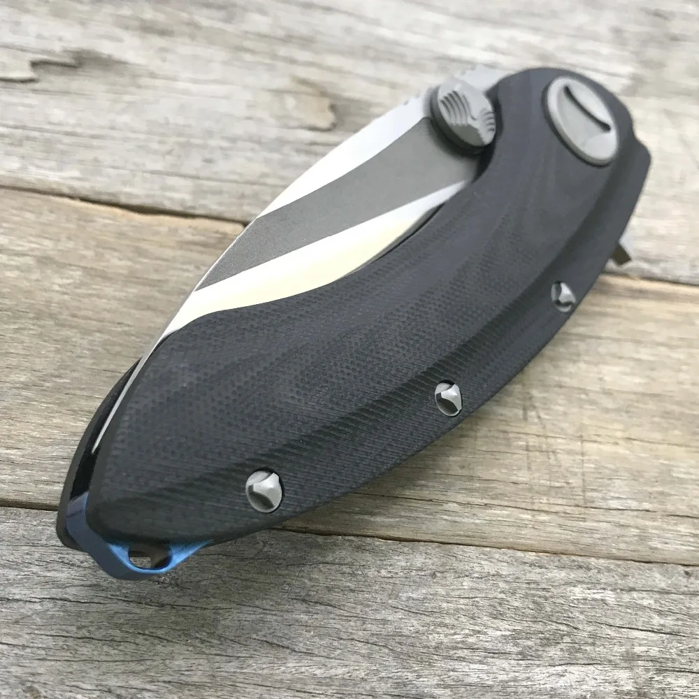 LDT Складной нож "Whale Shark" с лезвием из D2 стали, рукоятью из титана и G10 материала, флиппером, предназначенный для кемпинга, активного отдыха на природе, выживания и охоты, инструмент EDC.