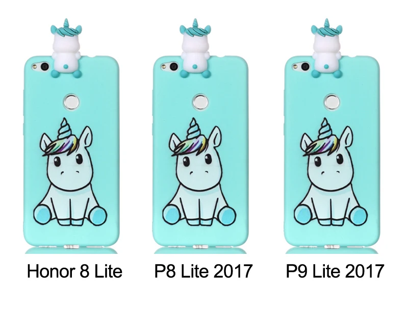 3D мягкий силиконовый чехол из ТПУ для huawei Honor 8 Lite, чехол с милой пандой, котом, собакой, телефон с единорогом чехол для huawei P8 P9 Lite, чехол
