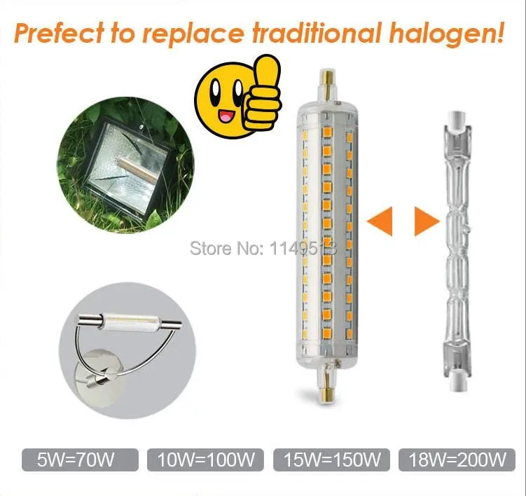 Светодиодсветильник лампа R7S с регулируемой яркостью 5 Вт 10 15 18 78 мм 118 135 189