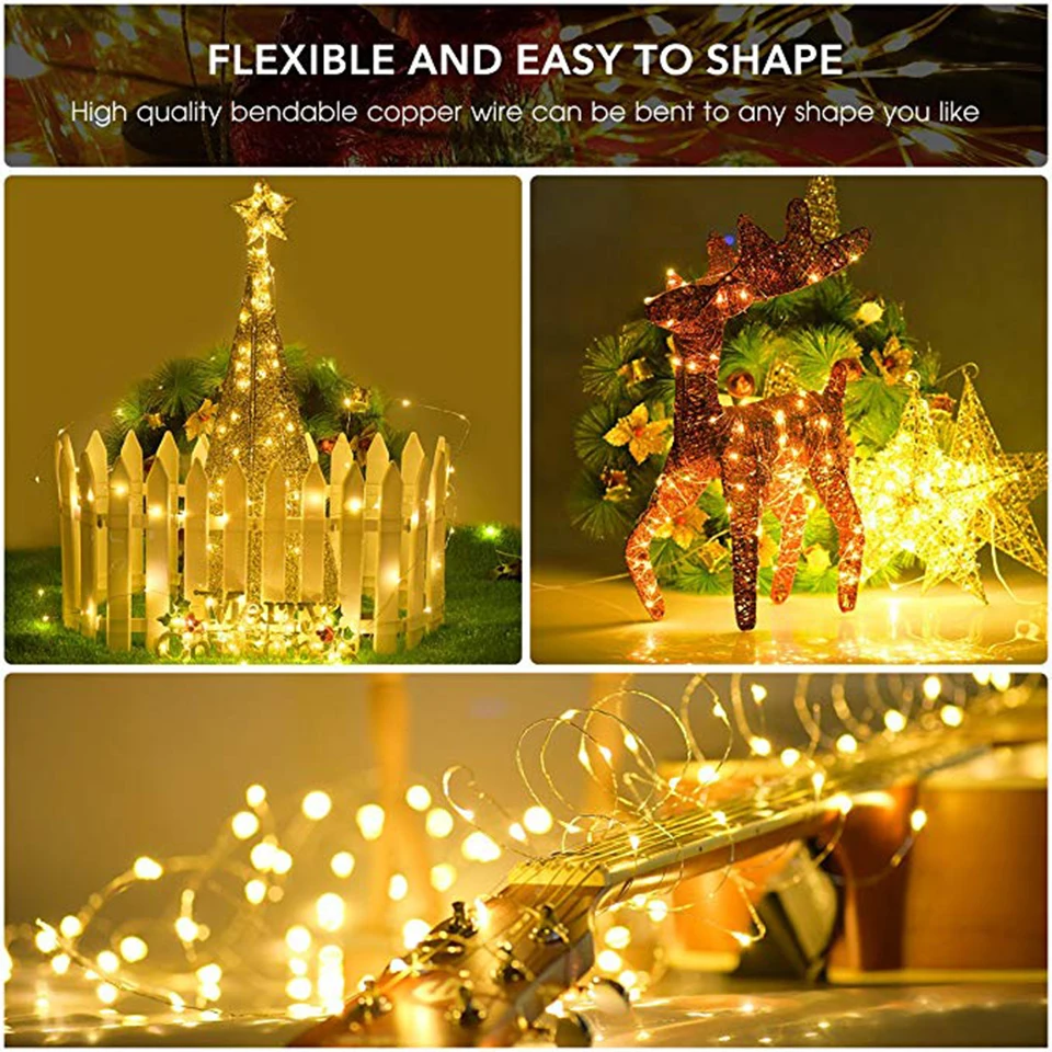 12M 100LEDs Outdoor Solar Lamp LED String Lights Fairy Light Holiday Christmas Party Garland Garden IP68 Waterproof | Лампы и
