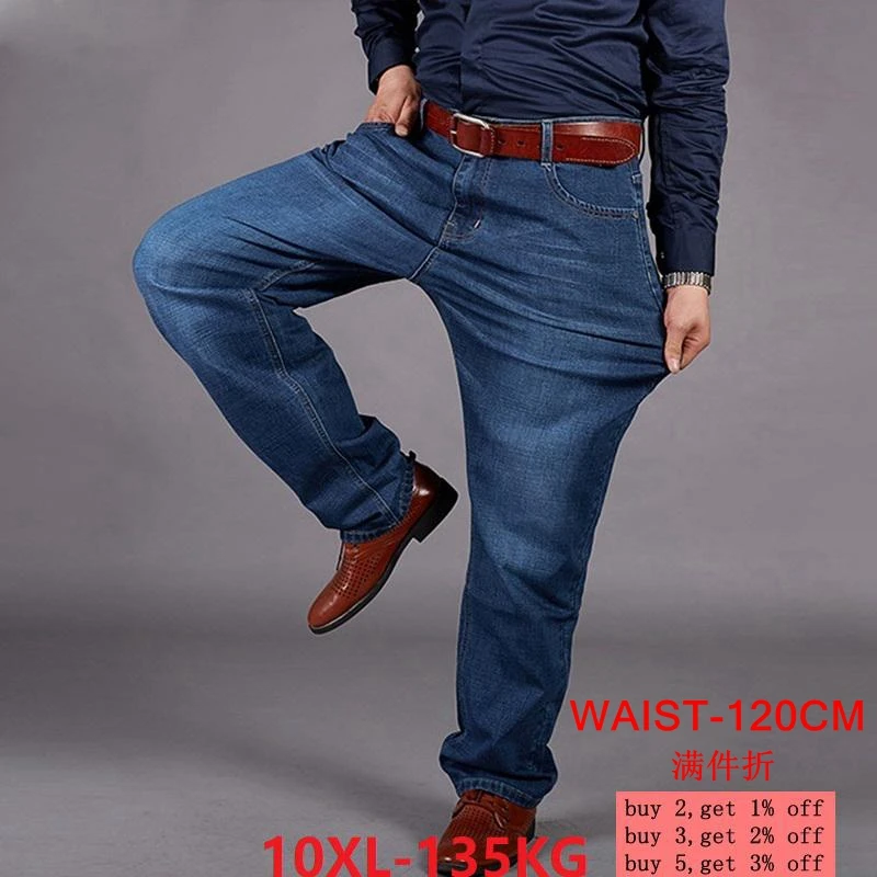 Джинсы мужские эластичные свободные большие размеры 10XL 7XL 8XL 9XL | Мужская одежда