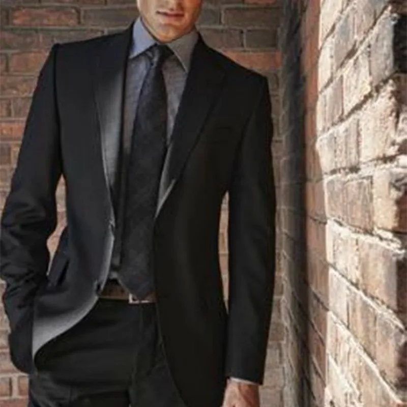 2017 new Black slim fit Men Suit costume homme Vest Formal Business mens blazer Suit wedding groom mens suits (jacket+pants