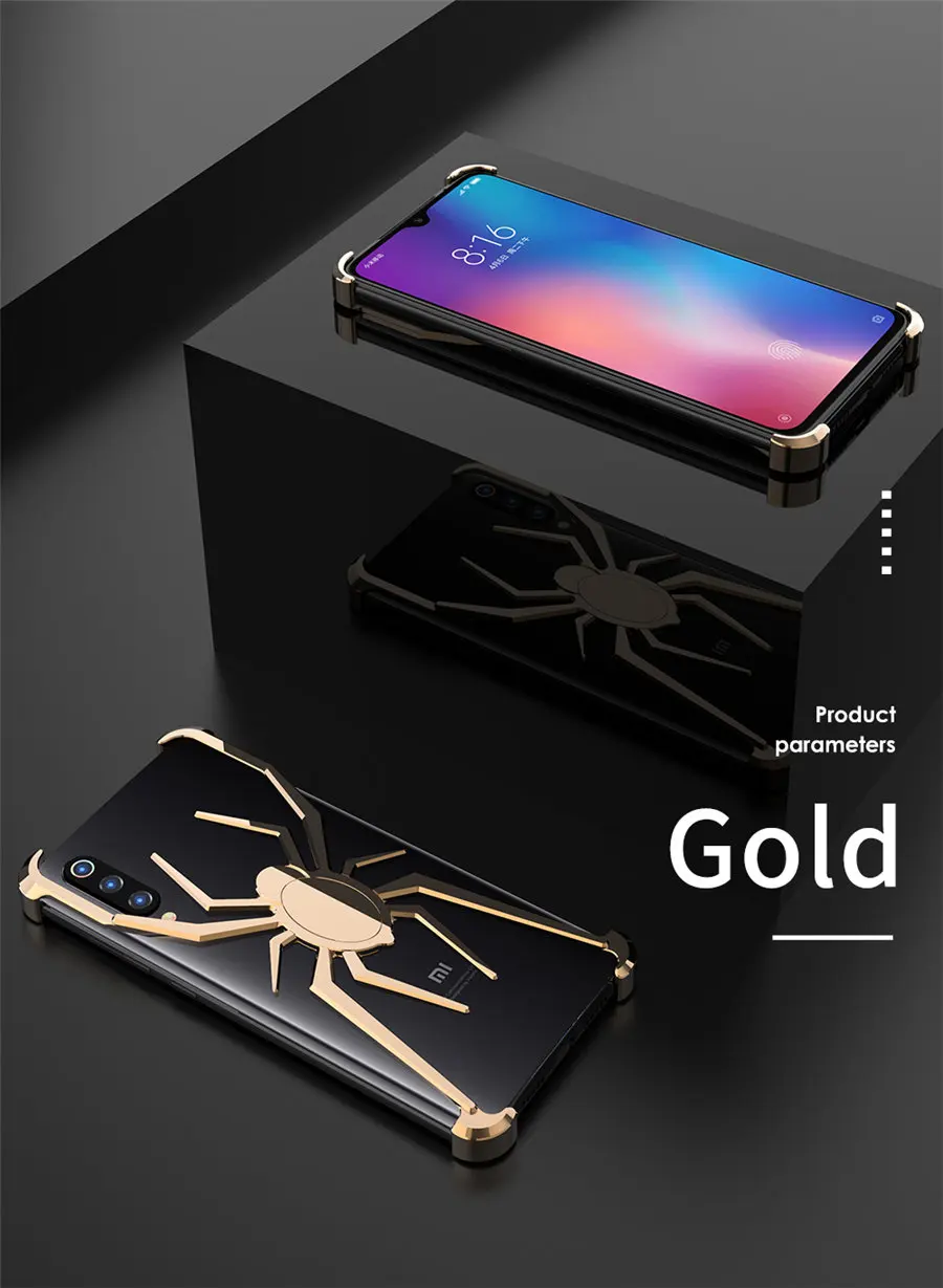 Металлический бампер с пауком для Xiaomi mi 9, чехол для Xiaomi mi 9, чехол Xio mi 9, роскошный стильный противоударный чехол
