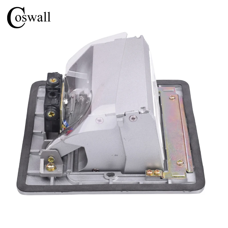 Выдвижная напольная розетка Coswall алюминиевая серебристая панель стандарт США 15 А