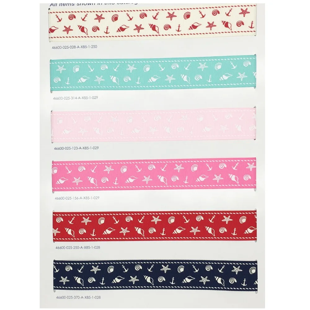 

1" 25MM Grosgrain Ribbon Printed Ocean Theme 100% Polyester Handmade DIY Accessories