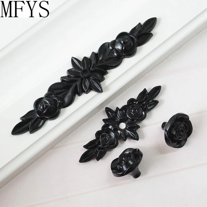 Черная роза искусственная ручка кухонного шкафа/потрепанные шикарные дверные