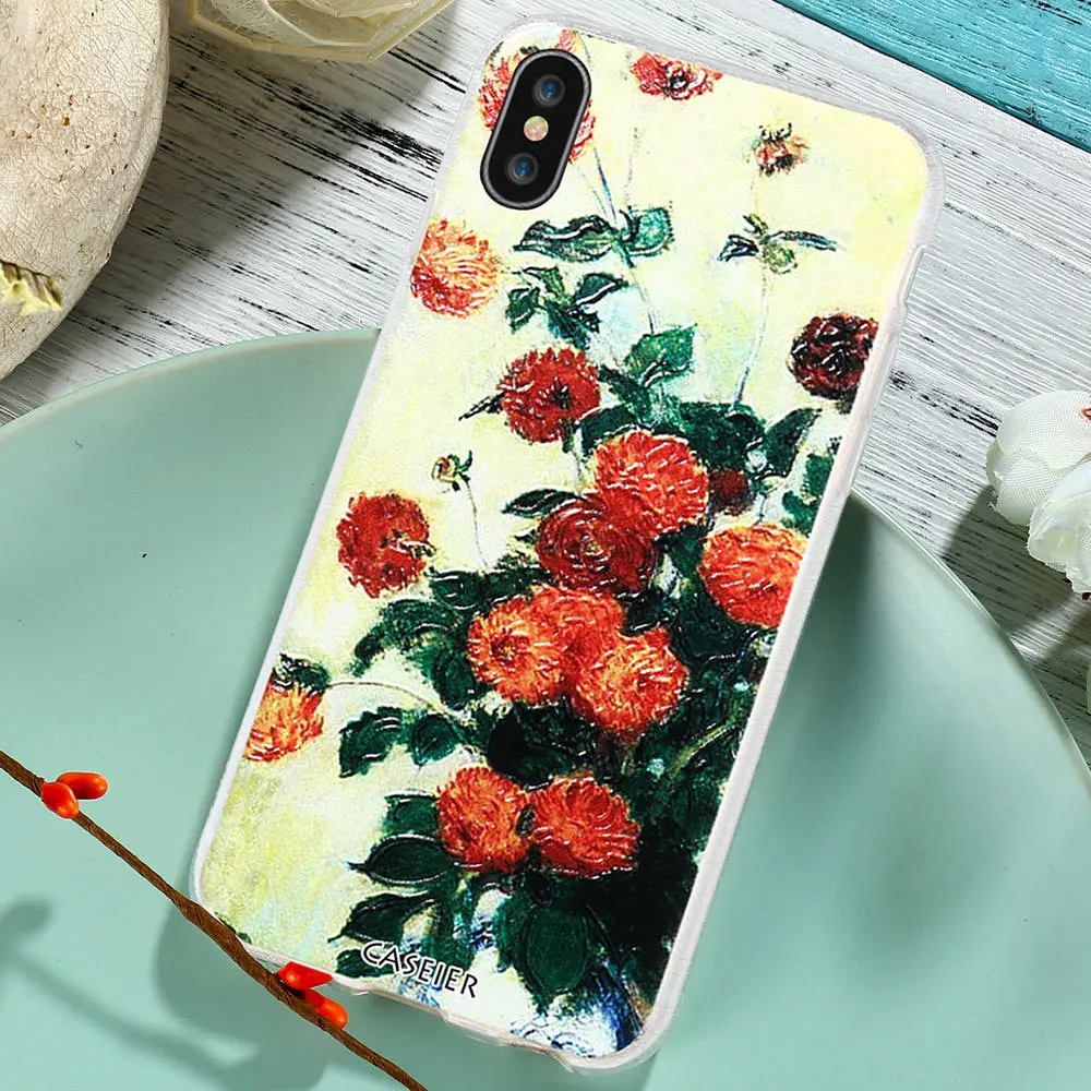 Caseier картины Моне чехол для телефона iPhone 7 8 Plus Мягкий ТПУ силиконовый 6/6s X 5 5S SE