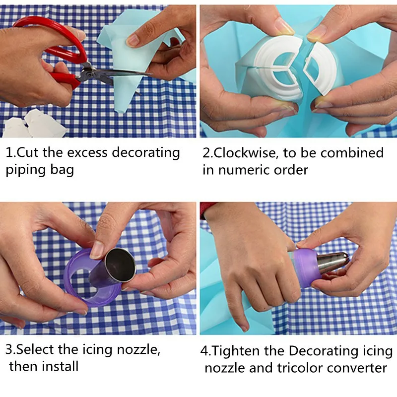 1 шт. 3-цветный кондитерский мешок для глазировки | Дом и сад
