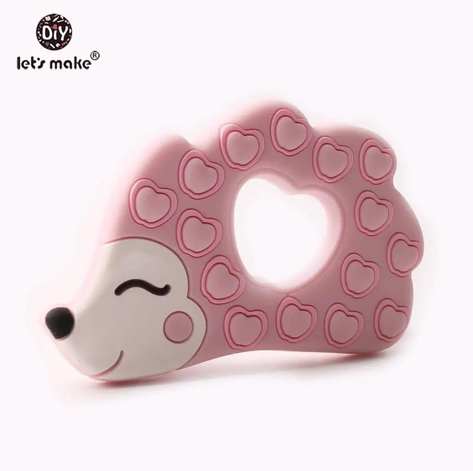 pink Hedgehog Let's Make Ежик Прорезыватель печенье 5 шт. силиконовый Прорезыватель для зубов игрушки Детские аксессуары безопасные для новой мамы Подвеска для детей Прорезыватель для зубов ожерелье - Цвет: pink Hedgehog