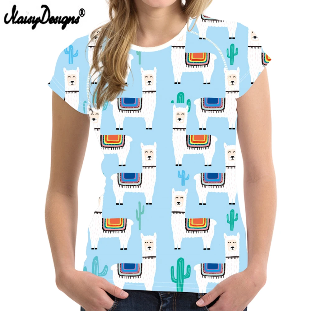 NoisyDesigns Love рисунок Альпака Florla женская футболка Повседневная с круглым вырезом и
