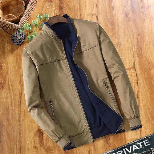 dark khaki 2 Дешевая, Мужская ветровка, двухсторонняя куртка, Мужская Бейсбольная Куртка-пилот, куртка-бомбер из чистого хлопка, куртка в стиле хип-хоп, уличная одежда, пальто - Цвет: dark khaki 2