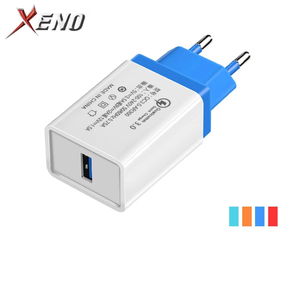 blue QC 3,0 USB зарядное устройство 5V3A Быстрая зарядка 3,0 Для samsung Xiaomi huawei мобильный телефон зарядное устройство адаптер для iphone 6 7 8 Plus X Xs - Тип штекера: blue