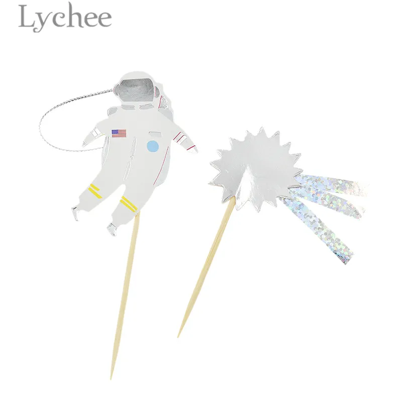 Lichee Life 24 шт. космонавта торта Toppers с днем рождения кекса Топпер свадьба украшение |