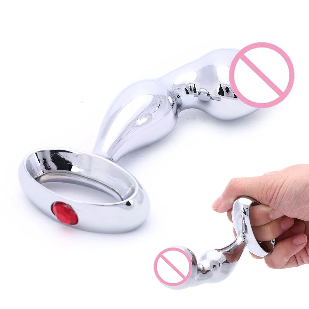 Хромированная Металлическая Анальная пробка с крючком анальная Worx Luv диаметром 32