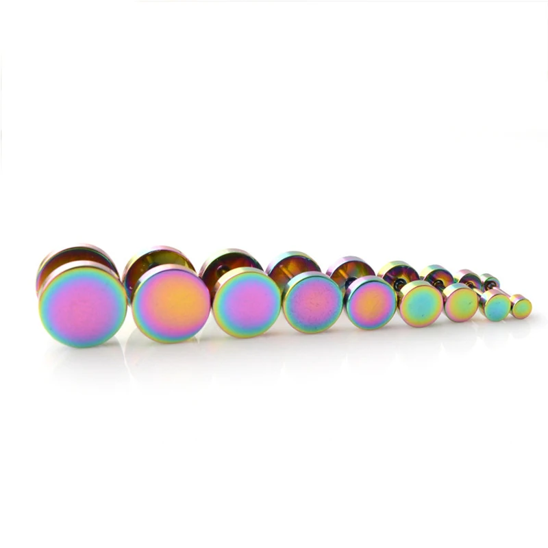 3-16mm Black Surgical Steel Fake Piercing Tunnels | Cheater Ear Plugs Gauge Earring | Falso Plug Stretching | Body Jewelry image 5