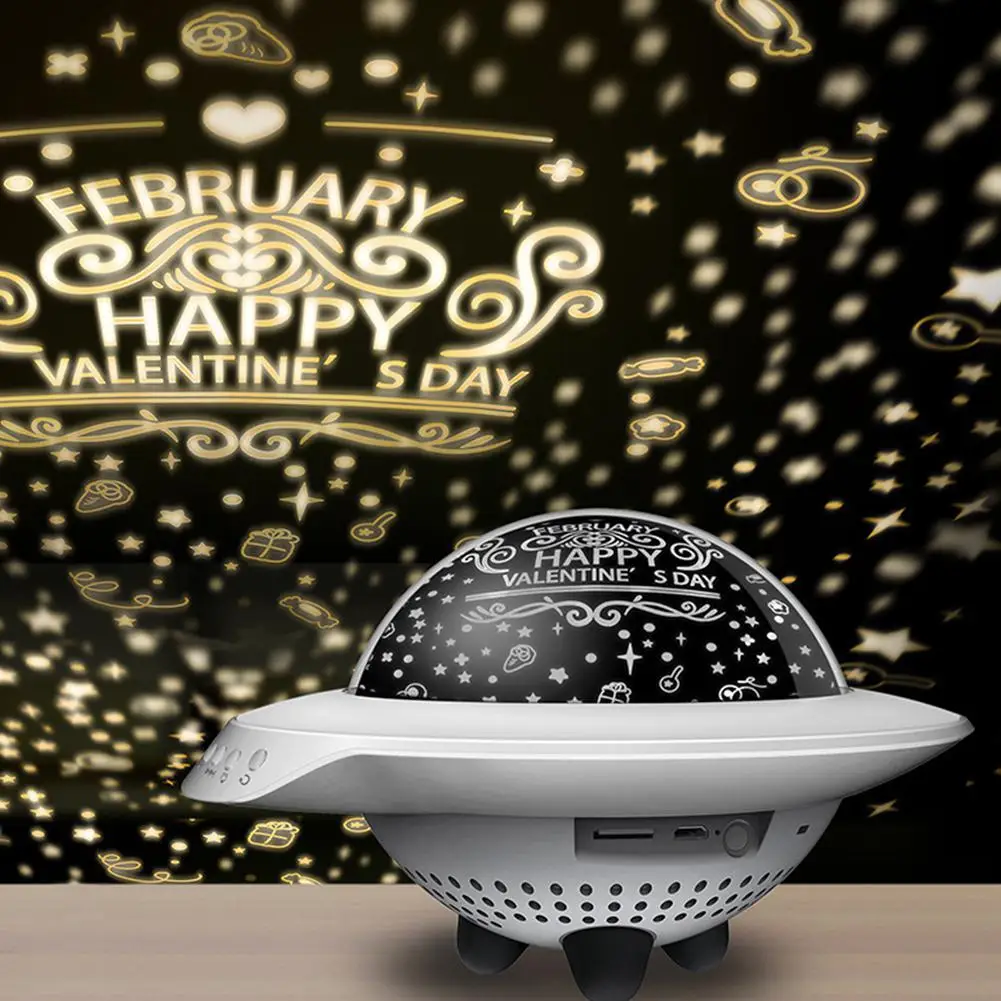 HobbyLane Уникальная музыкальная Звездная проекционная лампа в форме НЛО с 4 горками