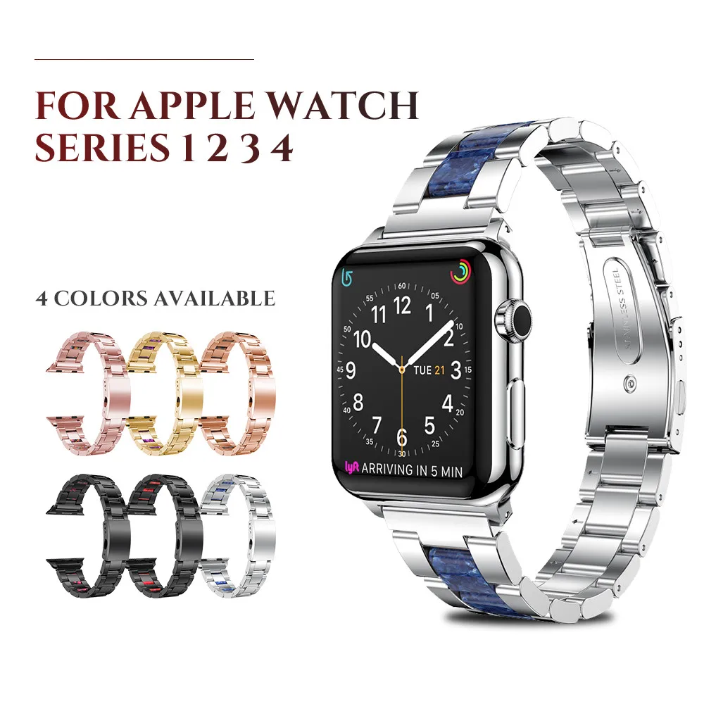 Браслет из нержавеющей стали для Apple Watch 38 мм 40 с ацетатными звеньями целлюлозы