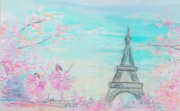 Виниловый фон для студийной фотосъемки с изображением Аква неба цветов ветвей