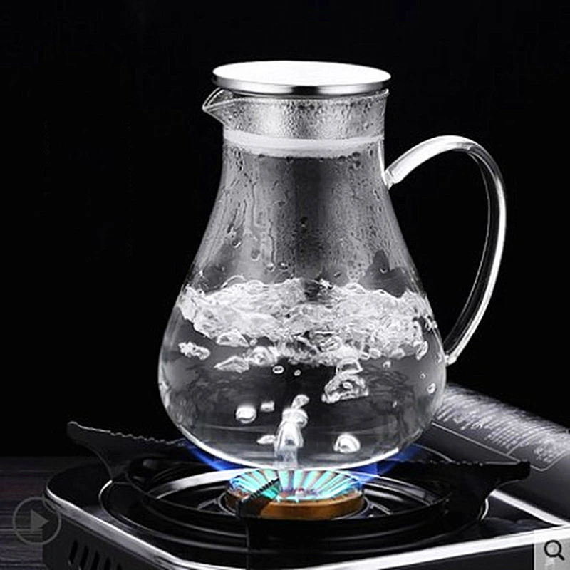 Холодный большой емкости 1900 мл чайник из толстого стекла прозрачный для сока