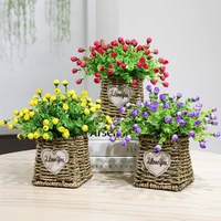 simulation sunflower roses potted set artificial silk flowers plants bonsai cane makes up basket pot culture wedding home decor
